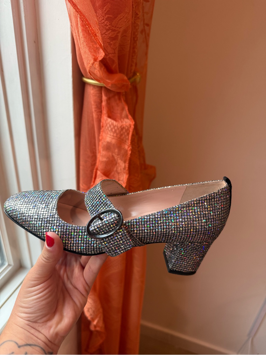 Sjp By Sarah Jessica Parker Iridescent Crystal Mary Jane Block Heel - Silver